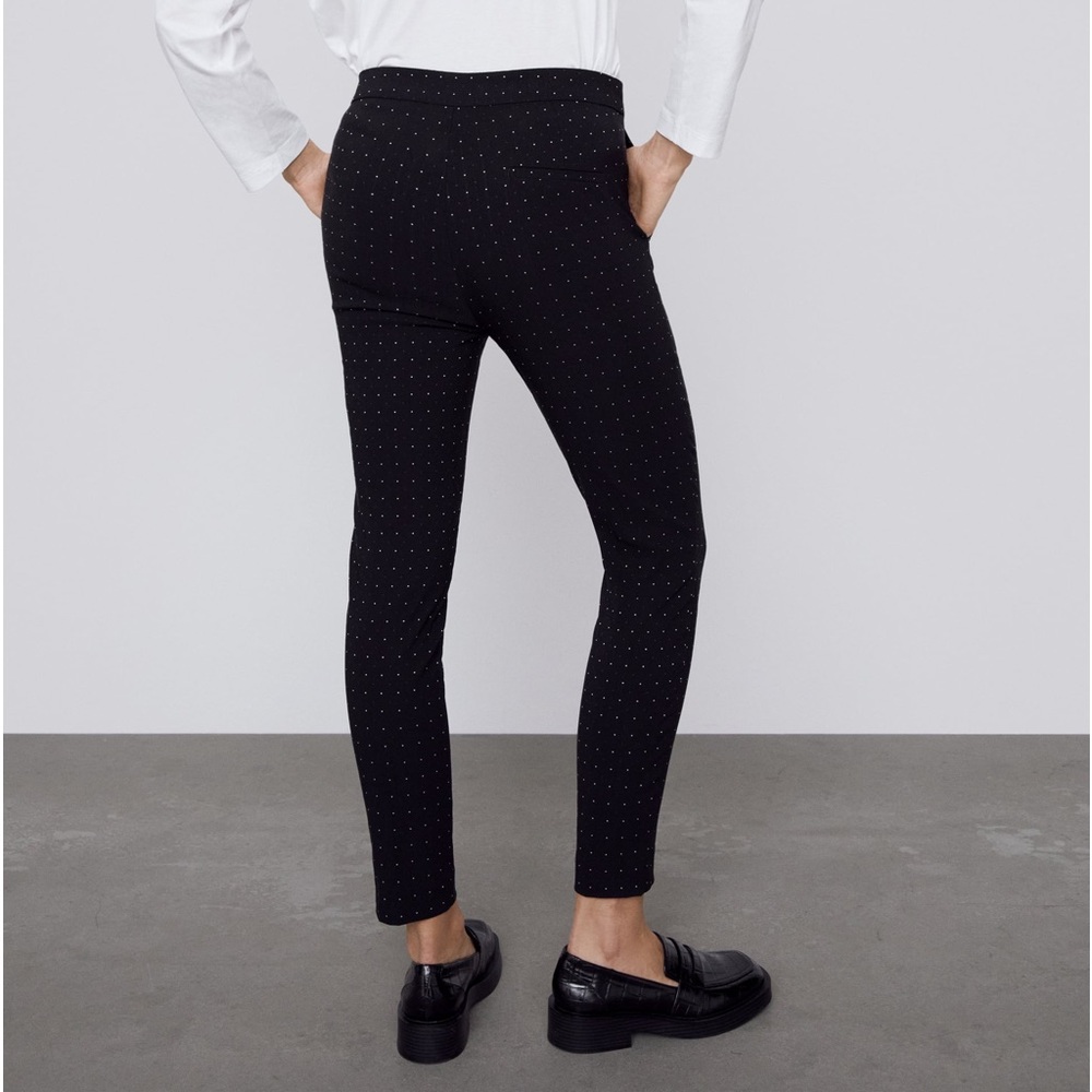 Zara Tapered Jacquard Polka Dot Pants